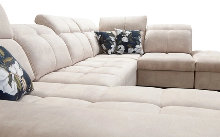 Narożnik z funkcją spania Buffalo VI brązowy lewostronny funkcjonalny i stylowy narożnik rozkładany z trzema pojemnikami na pościel