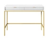 Konsola Lovro biała z szufladami stylowy oraz funkcjonalny mebel do przedpokoju salonu czy biura metalowy stelaż w złotym kolorze
