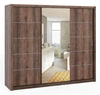 Szafa przesuwna z lustrem Rico 250 cm dąb monastery pojemna szafa do sypialni garderoby lub przedpokoju klasyczna forma o geometrycznych kształtach