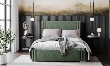 Łóżko tapicerowane Tatui 180x200 miętowe stylowe łóżko z pojemnikiem na pościel wygodny zagłówek zachwyca eleganckim designem