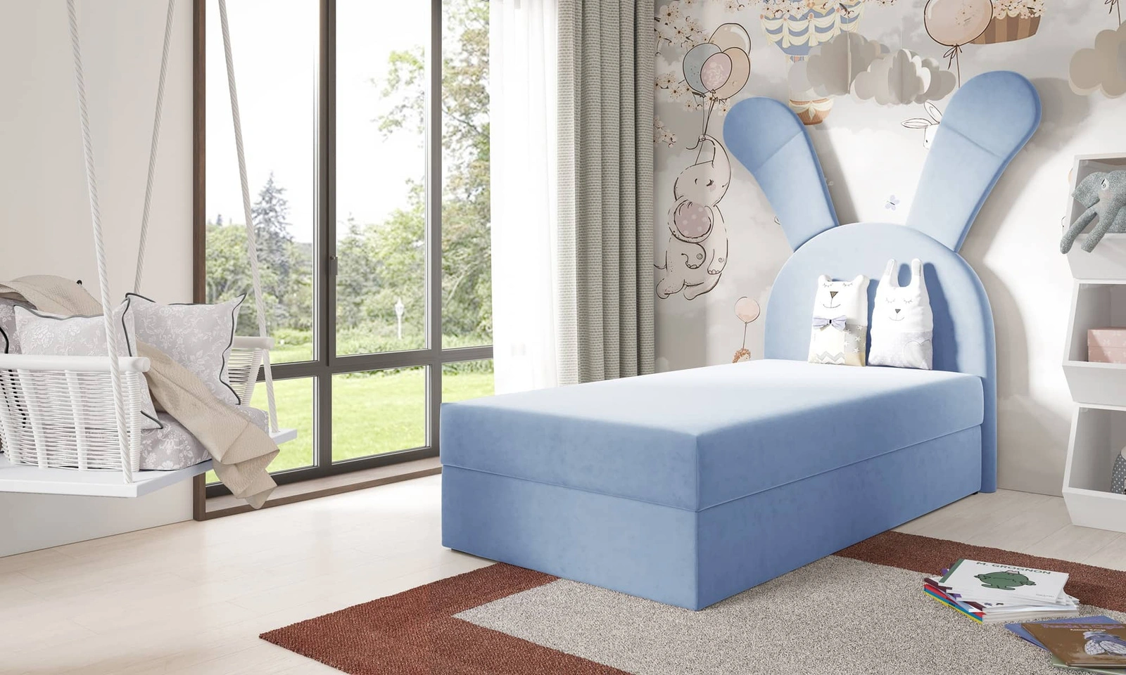 Łóżko kontynentalne Beti 100x200 w kolorze błękitnym Magic Velvet 2260