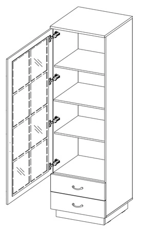 Meblościanka Scandi dąb artisan / biały klasyczny design meblościanki do salonu stylowe frezowane fronty metalowe uchwyty