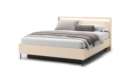 Łóżko Trend 180x200 cm beżowe stylowe łóżko z pojemnikiem na pościel wygodny ryflowany zagłówek zachwyca eleganckim designem