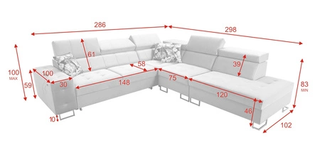Narożnik z funkcją spania Hampton IX jasny brąz prawostronny stylowy i nowoczesny design narożnika idealny mebel do każdej aranżacji