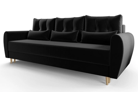 Sofa z funkcją spania Rovigo czarna lekka forma o eleganckim charakterze doskonałe uzupełnienie każdego wnętrza miękka tkanina