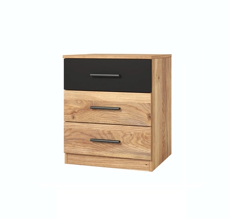 Szafka nocna Beta dąb mauvella / czarny z szufladami to funkcjonalny mebel w ponadczasowym designie idealna szafka nocna do sypialni