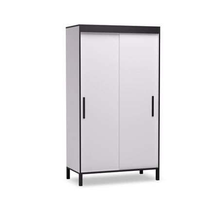 Szafa przesuwna Brig 120 cm biały / czarny ciekawy design funkcjonalna szafa do przedpokoju idealna do wnętrz w stylu loftowym