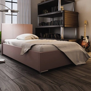 Łóżko tapicerowane Lugo 90x200 pudrowy róż z zagłówkiem w nowoczesnym stylu idealne do pokoju młodzieżowego lub małej sypialni