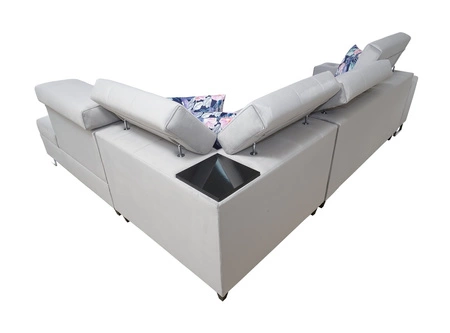 Narożnik z funkcją spania Hampton VII bordowy prawostronny narożnik do pokoju wykonany z aksamitnej tkaniny o gładkiej powierzchni