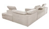 Narożnik z funkcją spania Cetara VI beżowy lewostronny komfortowy i stylowy narożnik rozkładany z przesuwanymi oparciami