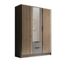 Szafa z lustrem Neri 150 cm grafitowa stylowe lamele zdobiące drzwi szafy pojemne szuflady uchwyty krawędziowe