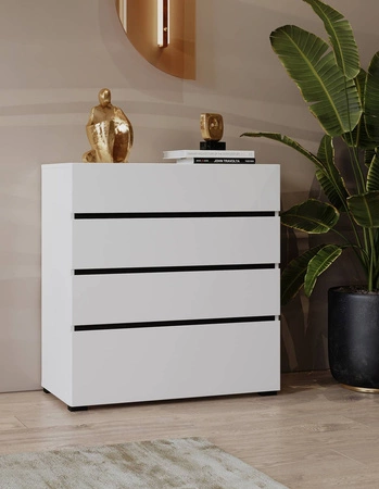 Komoda z szufladami Cross 80 cm biała stylowy design komody do sypialni prosta forma w nowoczesnym wydaniu