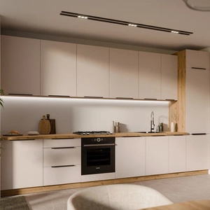 Zestaw mebli kuchennych Soela 390 cm doskonałe szafki kuchenne do nowoczesnych aranżacji subtelna i naturalna kolorystyka