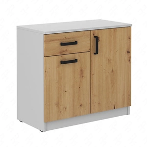 Komoda z szufladą Makana 80 cm jasny szary / dąb artisan funkcjonalny mebel do biura gabinetu lub pokoju młodzieżowego