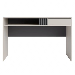 Biurko z szufladą Estan 120 cm beżowy / antracyt nowoczesny design mebla obrzeża biurka wykończone zostały specjalną okleiną