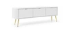 Szafka RTV Zoya 168 cm biała nowoczesny design bryła osadzona na złotych nogach ryflowany front charakterystyczny owalny kształt