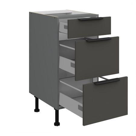 Szafka kuchenna stojąca z szufladami Aversa Ant 40 D 3S BB odporna na uszkodzenia wykończenie frontów w technologii anti fingerprint