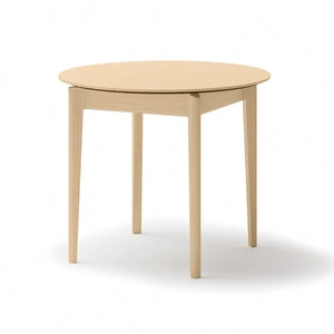 Stół okrągły rozkładany Plot 90 cm dąb jasny funkcjonalny stół o niewielkich rozmiarach idealnie dopasuje się do mniejszych wnętrz