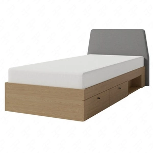 Łóżko z szufladami Olivio 90x200 cm dąb baltic dune idealne do pokoju dziecka z tapicerowanym zagłówkiem i szufladami