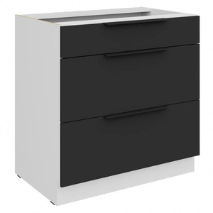 Szafka kuchenna stojąca z szufladami Alatri Wh 80 D 3S BB odporna na uszkodzenia wykończenie frontów w technologii anti fingerprint