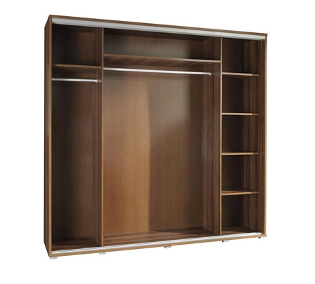 Szafa przesuwna Penelopa 205 cm kasztan wenge nowoczesny design szafy aluminiowe prowadnice drzwi oraz system jezdny