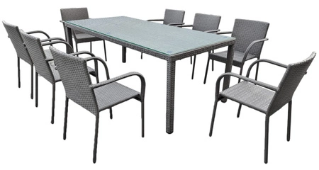 Zestaw mebli ogrodowych Sottile szary duży zestaw mebli technorattanowych wygodna konstrukcja doskonała ozdoba każdego ogrodu