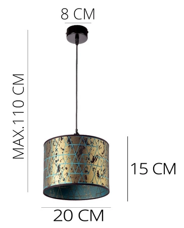 Lampa wisząca potrójna Wena 20 cm elegancka lampa sufitowa do salonu lub jadalni w stylu glamour z połyskującym na złoto abażurem i metalową podstawą