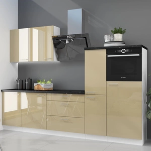 Zestaw mebli kuchennych Nalo 270 cm fronty w połysku niepowtarzalny styl szafek dopasuje się do wnętrza każdej kuchni