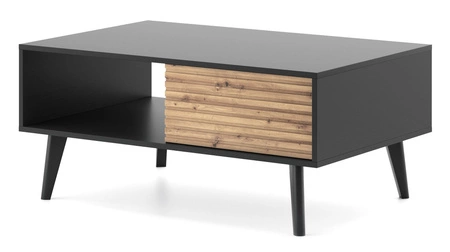 Stolik kawowy Saipan czarny / dąb artisan z szufladami elegancka forma nowoczesny design blat odporny na rozlane ciecze