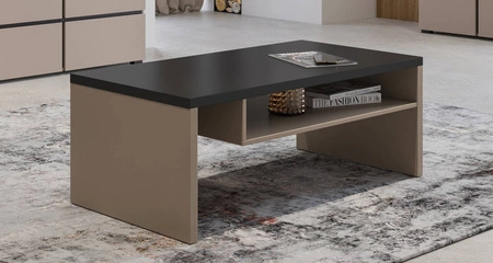 Stolik kawowy Cross ciemny beżowy / czarny nowoczesna konstrukcja podkreślona wyrazista kolorystyką idealna propozycja do salonu