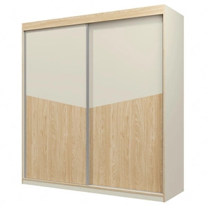 Szafa przesuwna Atson 200 cm szarobeżowy / dąb olejowany pojemna i modna szafa do przedpokoju łączy elegancję z funkcjonalnością