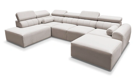 Narożnik z funkcją spania Cantare VI łososiowy prawostronny wygodny narożnik o niebanalnym designie doskonale odnajdzie się w salonie