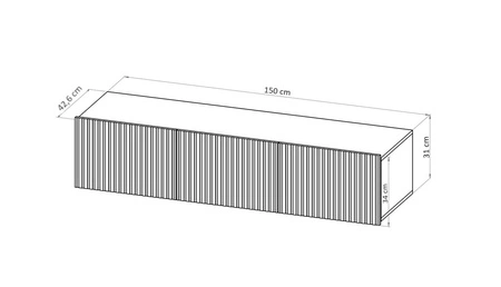 Szafka RTV Colder 150 cm beżowa z możliwością podwieszenia stylowy ryflowany front elegancka forma mebla w nowoczesnym stylu