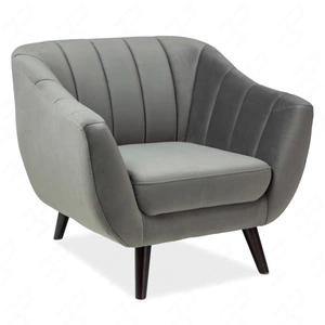 Fotel Elite szary funkcjonalny oraz nowoczesny fotel do salonu komfortowy podczas wypoczynku drewniane nogi