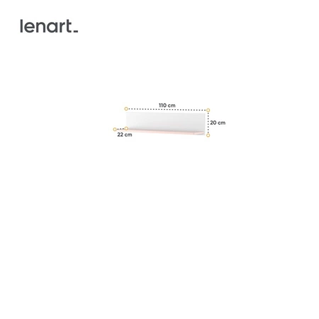 Półka Luna 110 cm biały / różowy praktyczna półka ścienna idealna do pokoju dziecięcego w minimalistycznym tonie