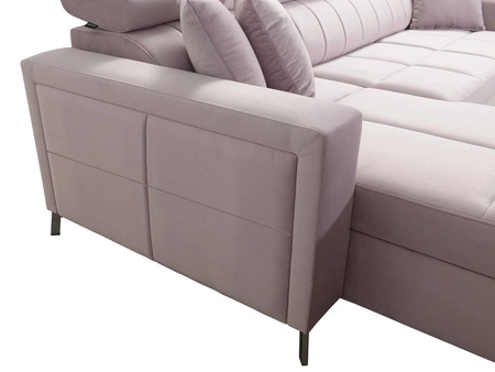 Narożnik z funkcją spania Nausa VI bordowy lewostronny stylowy narożnik do salonu o komfortowym wykończeniu miękka tkanina typu velvet