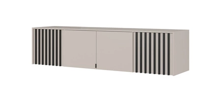 Nadstawka do szafy Aspen 206 cm beżowy / czarne lamele funkcjonalna szafka powiększy miejsce do przechowywania ubrań obuwia i dodatków