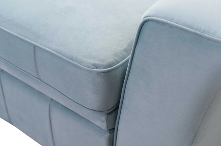 Narożnik z funkcją spania Rava IV szary popiel lewostronny velvet komfort podczas codziennego wypoczynku pojemnik na pościel