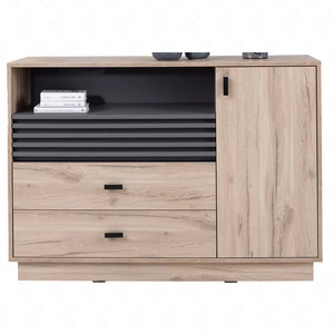 Komoda z szufladami Estan 120 cm dąb estana jasny / antracyt nowoczesny design mebla wysoka jakość wykonania obrzeża komody wykończone specjalną okleiną