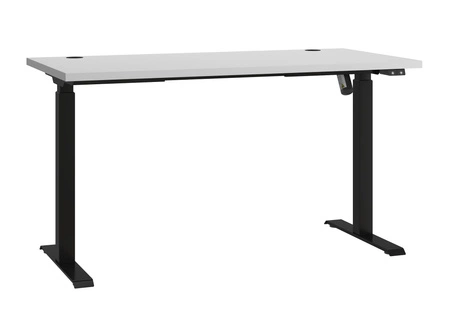 Biurko z regulacją wysokości Makana jasny szary uniwersalny i funkcjonalny mebel z blatem 28 mm do biura gabinetu lub pokoju młodzieżowego