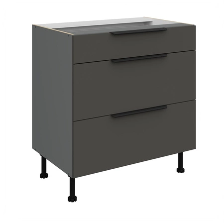 Szafka kuchenna stojąca z szufladami Aversa Ant 80 D 3S BB odporna na uszkodzenia wykończenie frontów w technologii anti fingerprint