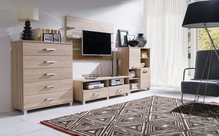 Komoda Maximus 100 cm dąb sonoma jasny nowoczesny design mebla obrzeża komody wykończone specjalną okleiną ABS