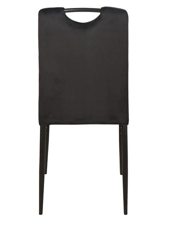 Krzesło tapicerowane Rip 38x43 cm czarne klasyczne oraz ponadczasowe krzesło do jadalni z metalowymi nogami