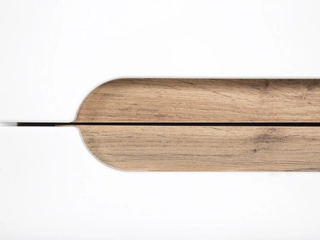 Słupek łazienkowy Bali 60 cm biały połysk / dąb wotan stylowa pojemna szafka do łazienki z frezowanymi uchwytami stabilna podstawa