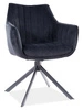 Krzesło tapicerowane Azalia 44x42 cm czarne nowoczesne krzesło obrotowe z metalowymi nogami stylowe krzesło kubełkowe
