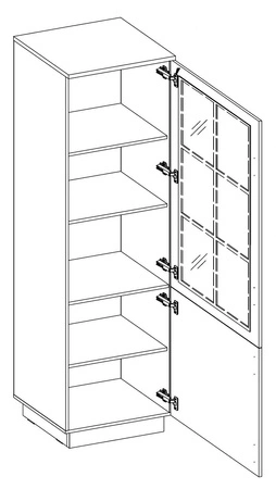 Witryna Scandi 60 cm dąb artisan / biały klasyczny design bezpieczne szkło hartowane stylowe frezowane fronty metalowe uchwyty