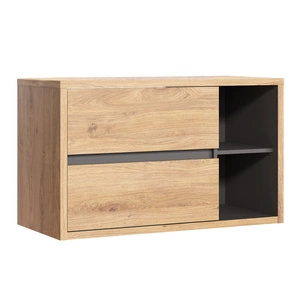 Szafka pod umywalkę nablatową Devon 100 cm dąb shetland / grafit stylowa szafka z szufladami o prostej formie wyrazista kolorystyka