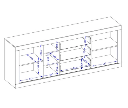 Komoda z szufladami Tudor 220 cm dąb samdal / czarny z drzwiami przesuwnymi idealna do wnętrz w stylu industrialnym bezuchwytowy system push to open