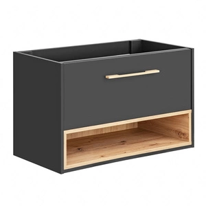 Szafka pod umywalkę Borneo 80 cm szary / dąb artisan nowoczesna szafka do łazienki z pojemną szufladą wyrazista kolorystyka