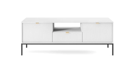 Szafka RTV Lovro 154 cm biała nowoczesny design zachwyci miłośników wyrazistych wnętrz